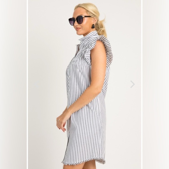 Melissa Nepton Sunset Royal Slub Stripe Cotton Linen Shirtdress Size SP - Picture 5 of 13